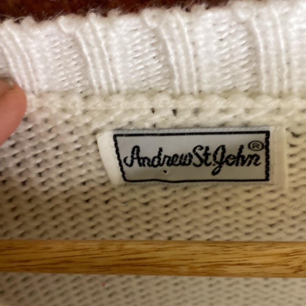 Andrew St.John Vintage Knit Sweater with Floral Design Size L - Picture 11 of 12